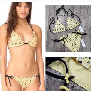 NWT Marysia 2 Piece Honolulu Triangle Banana Bandana Yellow Floral Bikini Set